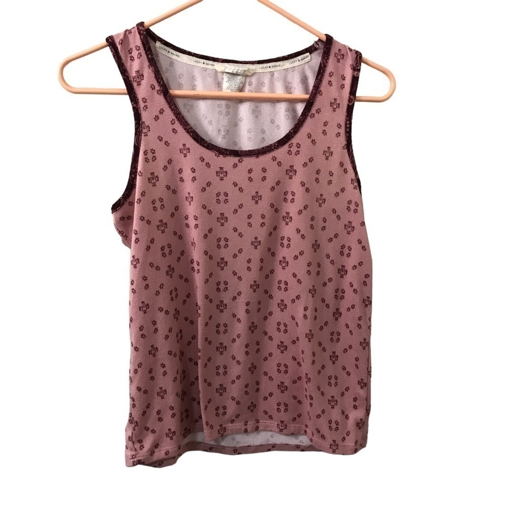 3/$15 Lucky brand maroon pink soft pajama tank top size S